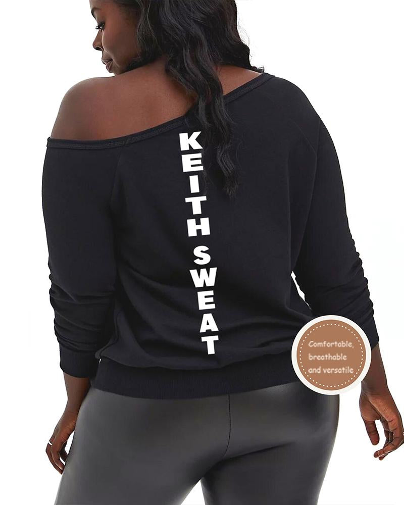 Keith Sweat Long-Sleeved Off-Shoulder Sweatshirt