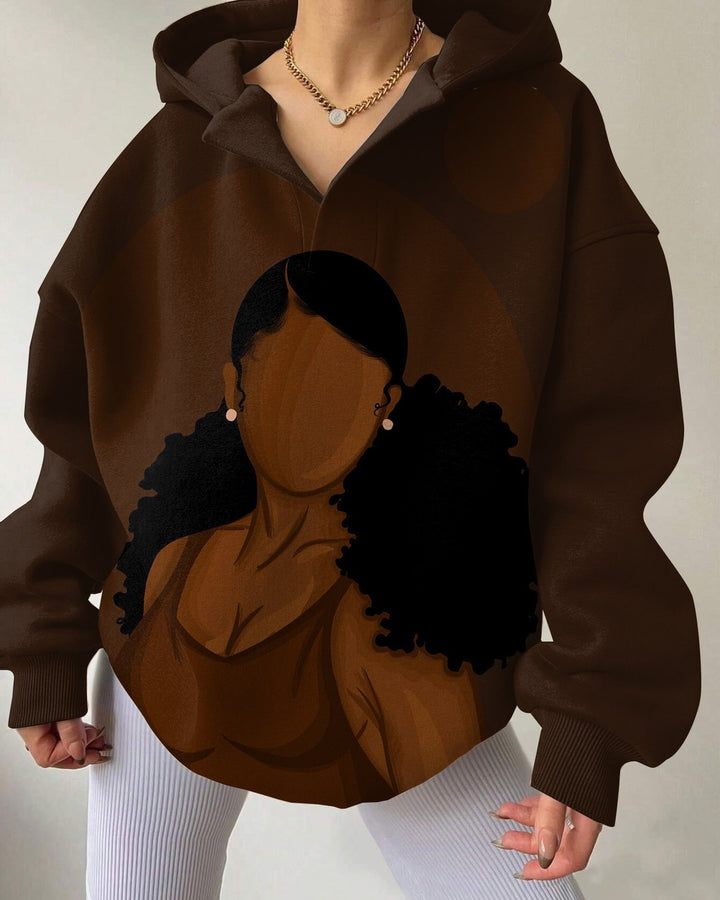 Brown Suger Woman Drop Shoulder Long-sleeved Hoodie