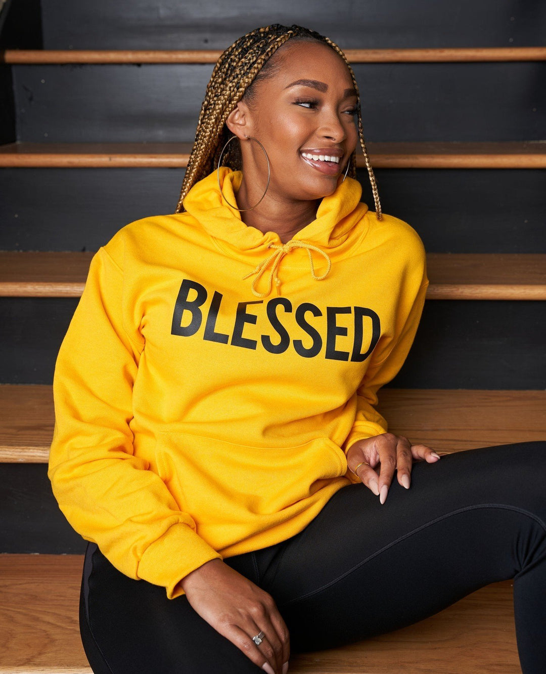 Yellow Blessed Long Sleeves Hoodie