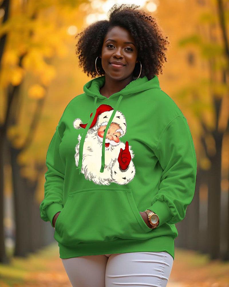 Women's Christmas Pocket Long Sleeve Hoodie