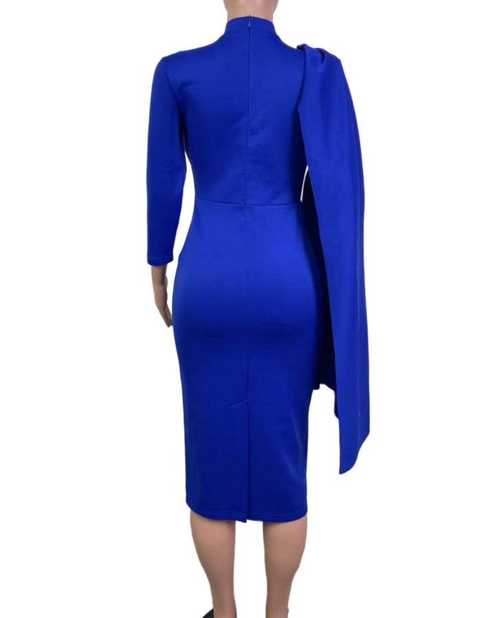 Fashionable High-end Elegant Style Solid Color Cape Dress