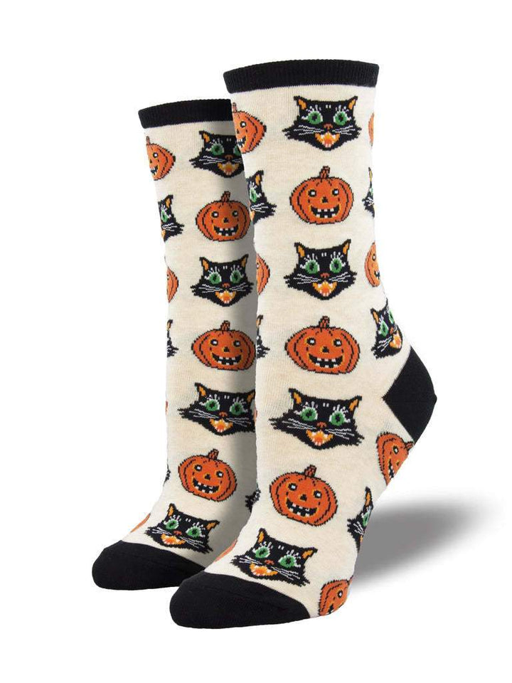 Halloween Cat Pumpkin Creative Pattern Cotton Unisex Couple Mid-length Socks