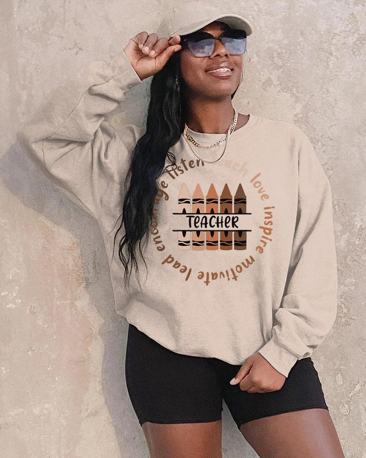 Melanin Crayon Long Sleeve Crewneck Sweatshirt