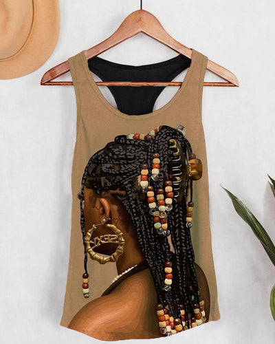 Dirty Braid Black Girl Printed Women's Vest