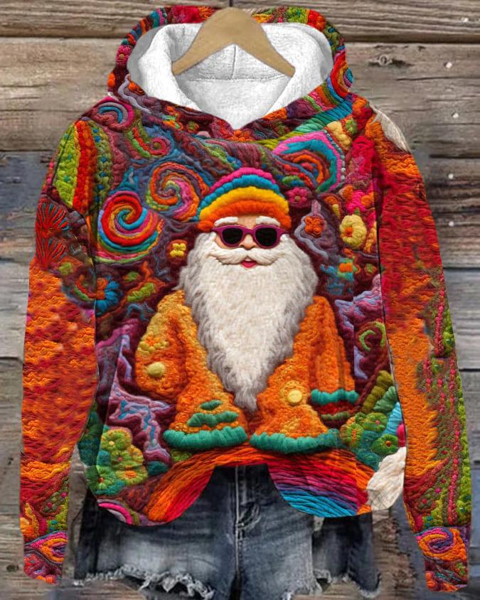 Women's Christmas Knitted Colorful Santa Hoodie