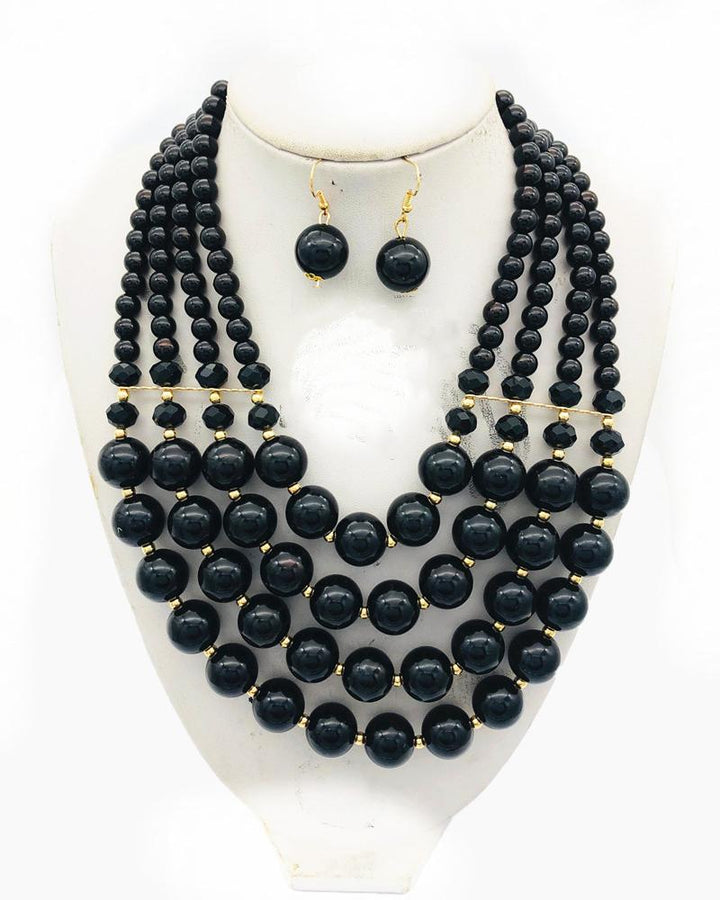 Fashion Bright imitation pearls Multi-layer Braided Necklace Set