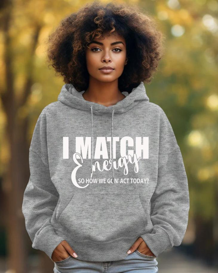 Cotton-I Match Energy Print Fashion Daily Long Sleeve Hoodie