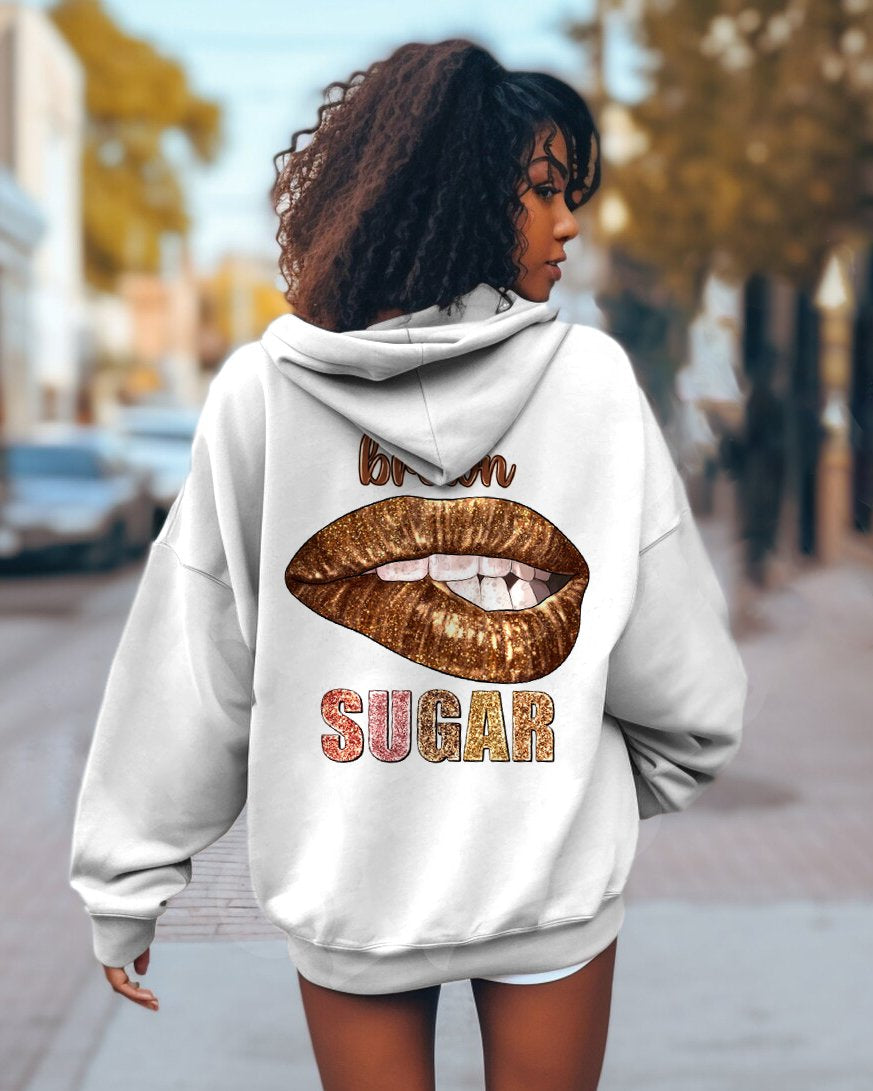 Brown Suger Baby Lips Women Long Sleeve Hoodie