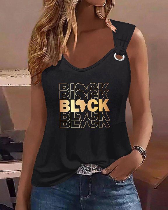 Black Letter Sleeveless Steel Rims Vest