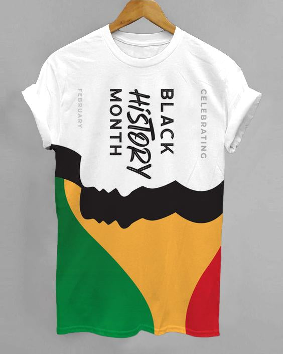 Black History Face Art Crew Neck Short Sleeve Tshirt