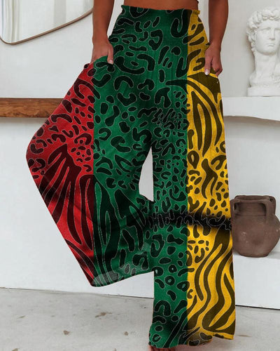 Black June Leopard Print Women's Pocket Pants