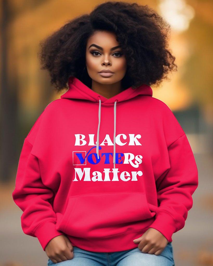 Black Votes Matter Letter Print Unisex Long-sleeved Hoodie