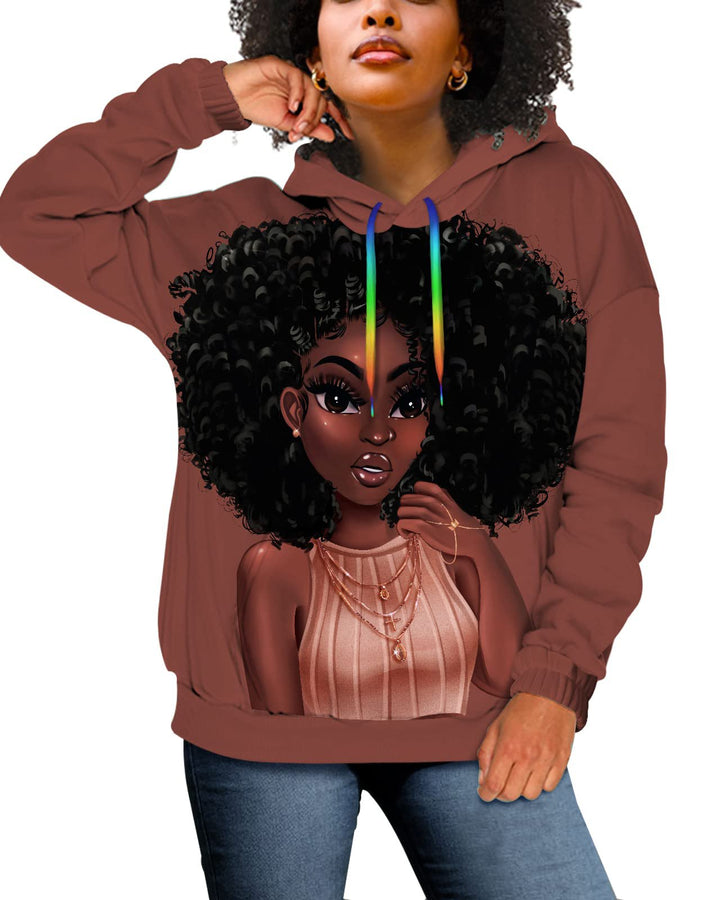 Brown Cartoon Girl Hoodie