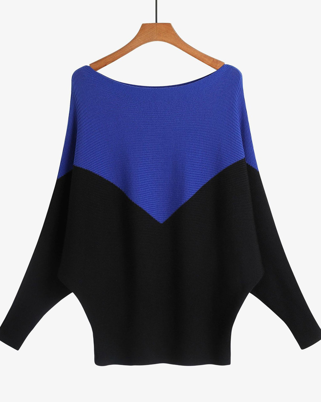 Women's Stylish Off-shoulder Top Irregular Splicing Loose Batwing Pullover Sweater