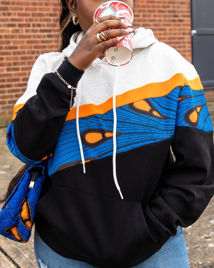 Ankara  Asymmetric Stripe Hoodie