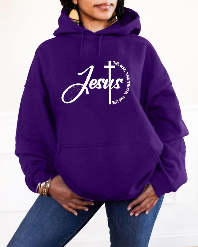 Women's Faith Jesus The Way The Truth The Life Pocket Long Sleeve Hoodie