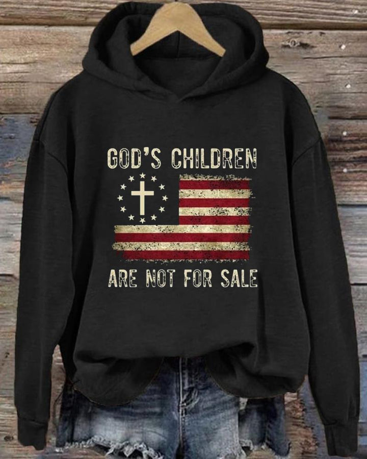 Women's Faith God'S Children Are Not For Sale  Long Sleeve Hoodie