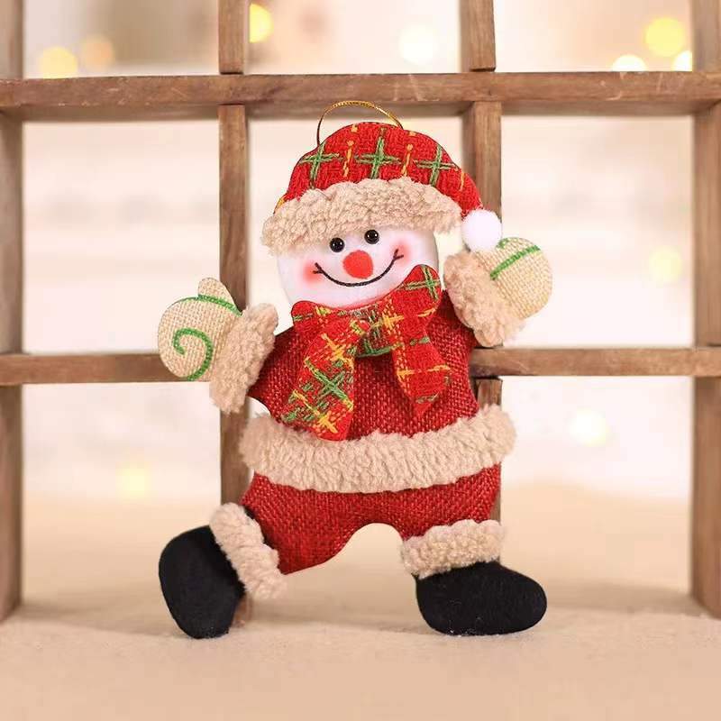 Christmas Decorations Fabric Small Doll Pendant Dancing Old Man Snowman Doll Small Pendant