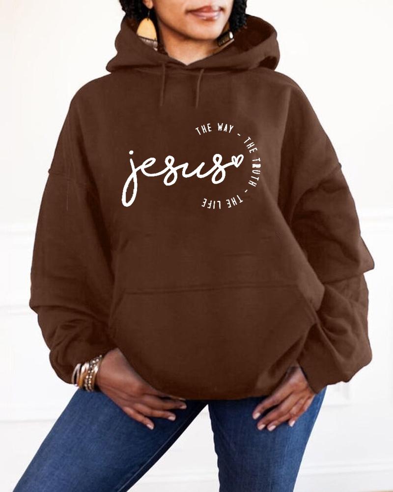 Women's Faith Jesus The Way The Truth The Life Pocket Long Sleeve Hoodie