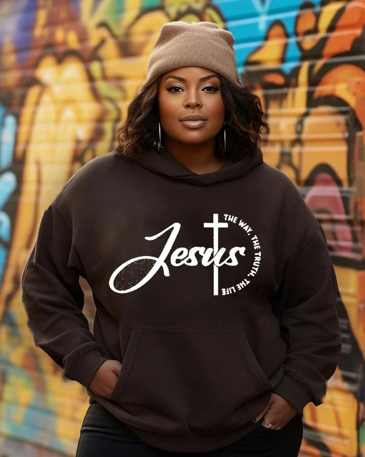 Women's Faith Jesus The Way The Truth The Life Pocket Long Sleeve Hoodie