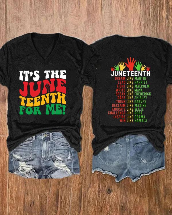 It's The Juneteenth for Me Front and Back Printing Short Sleeve Tshirt