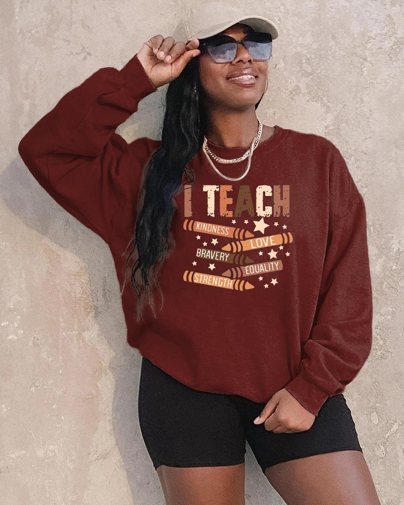 I Teach Melanin Long Sleeve Crewneck Sweatshirt