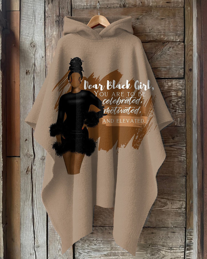 Dear Black Girl, You Are To Be Loved Hooded Warm Shawl Cape