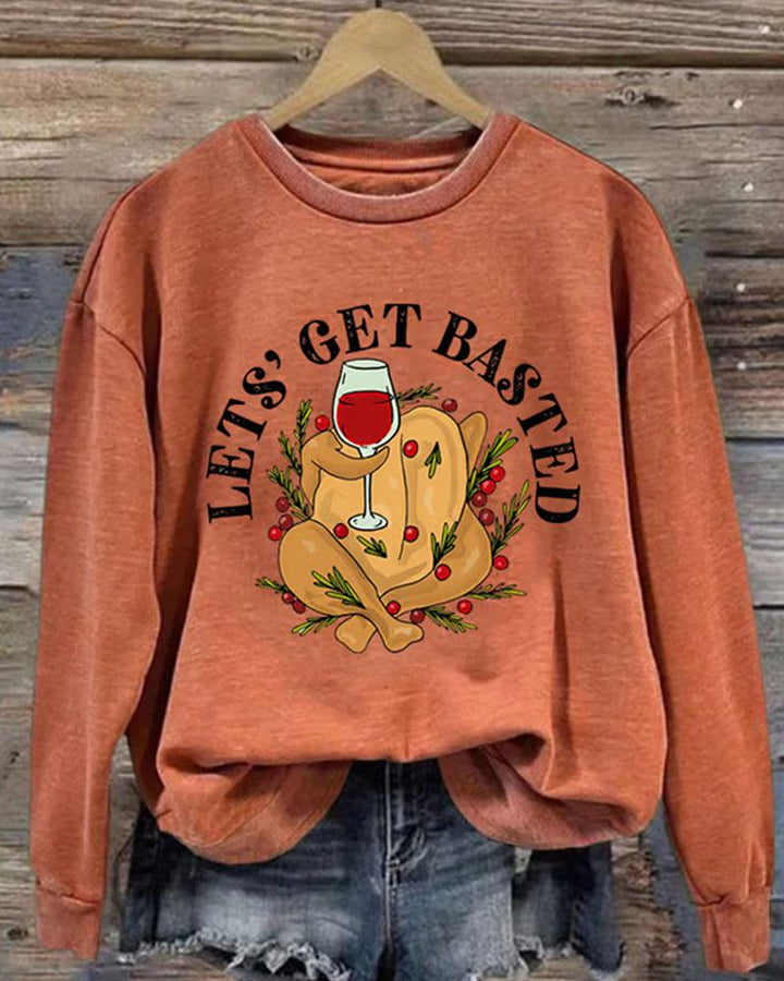 Women's Thanksgiving Print Round Neck Sweatshirt