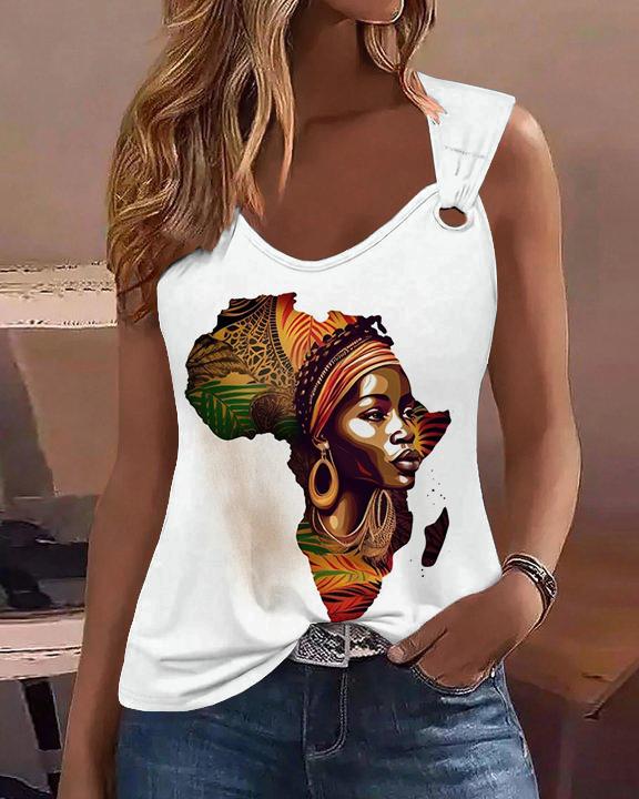 African Tribes Map Sleeveless Steel Rims Vest