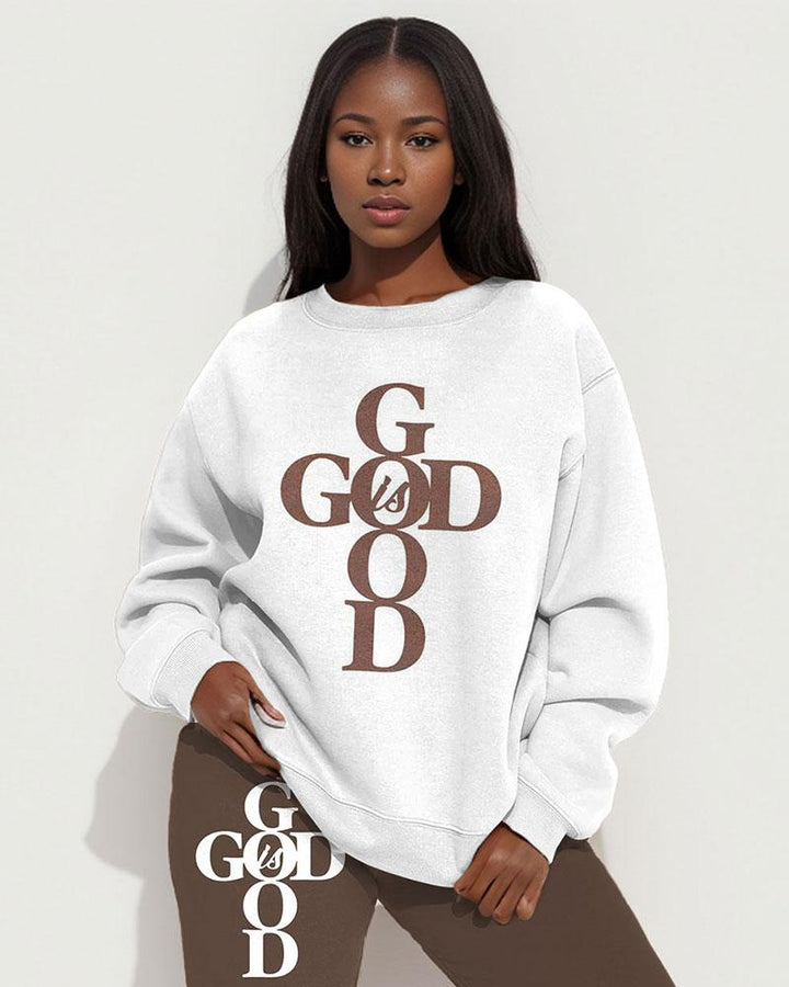 God is Good Print Long Sleeve Sweatshirt Two Pieces Set