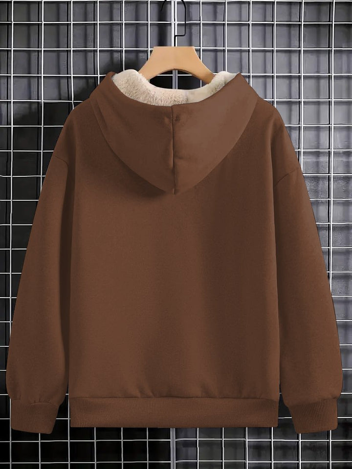 Plush and Warm Brown Afro Girl Long-sleeved Hoodie