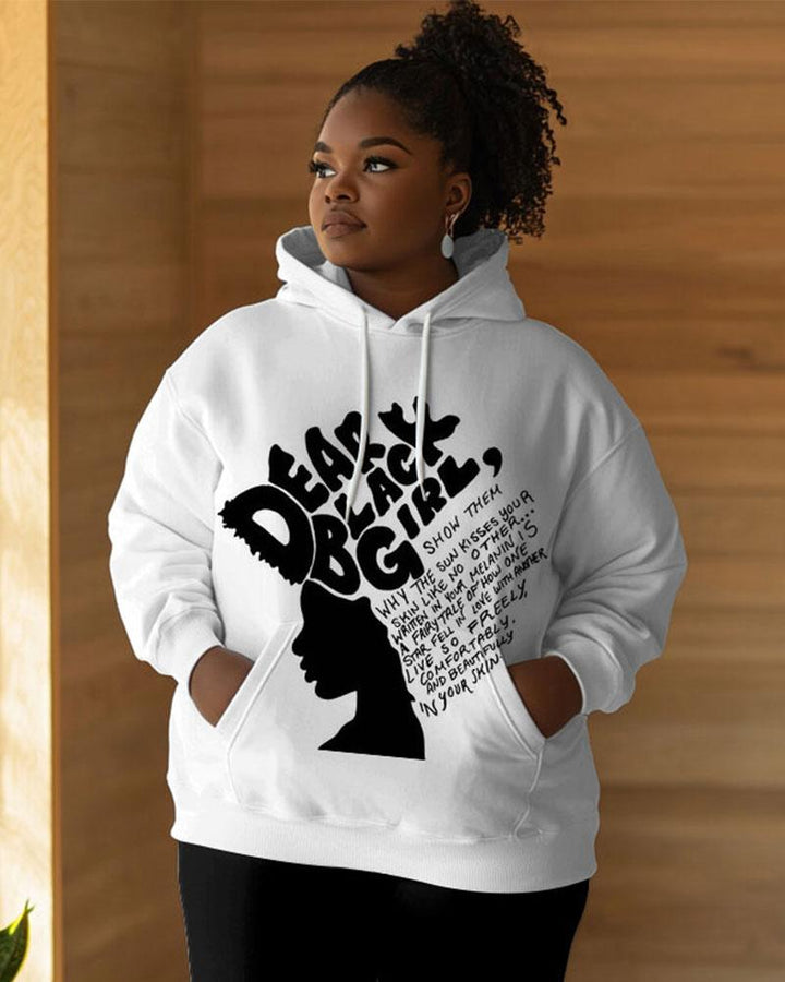 Dear Black Girl Show Them Why The Sun Kisses Your Skin Like No Others Print Long Sleeve Hoodie Two Pieces Set