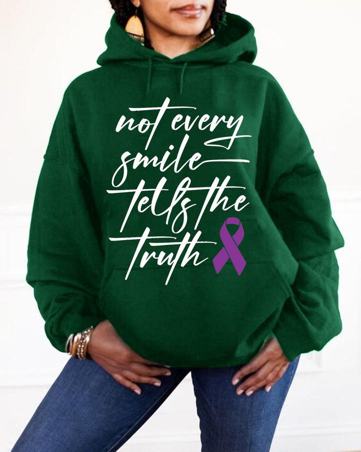 Women's Clothing Domestic Violence Awareness Slogan Not Every Smile Tells The Truth Hooded Sweatshirt