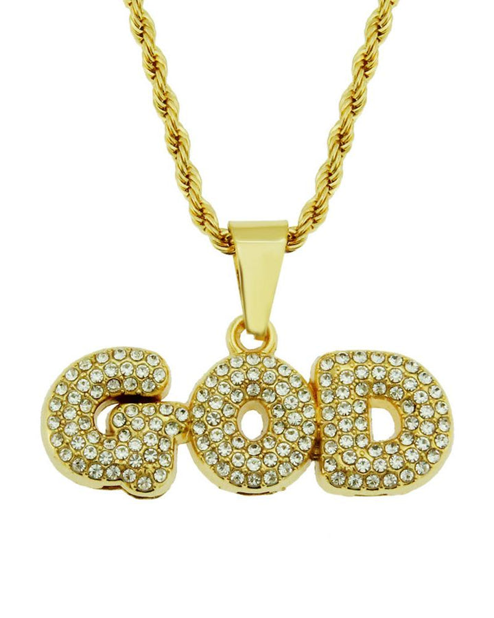 Gold Diamond God Necklace