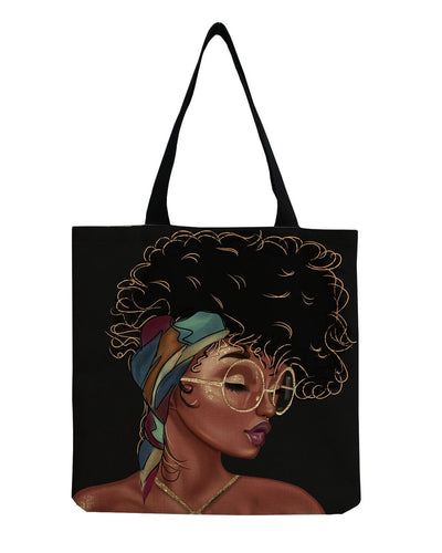 Cartoon Curly Girl Canvas Bag