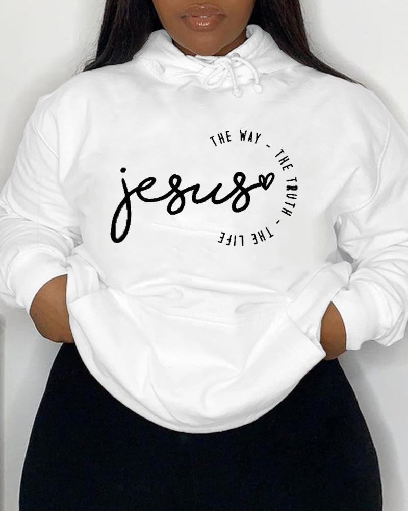 Women's Faith Jesus The Way The Truth The Life Pocket Long Sleeve Hoodie