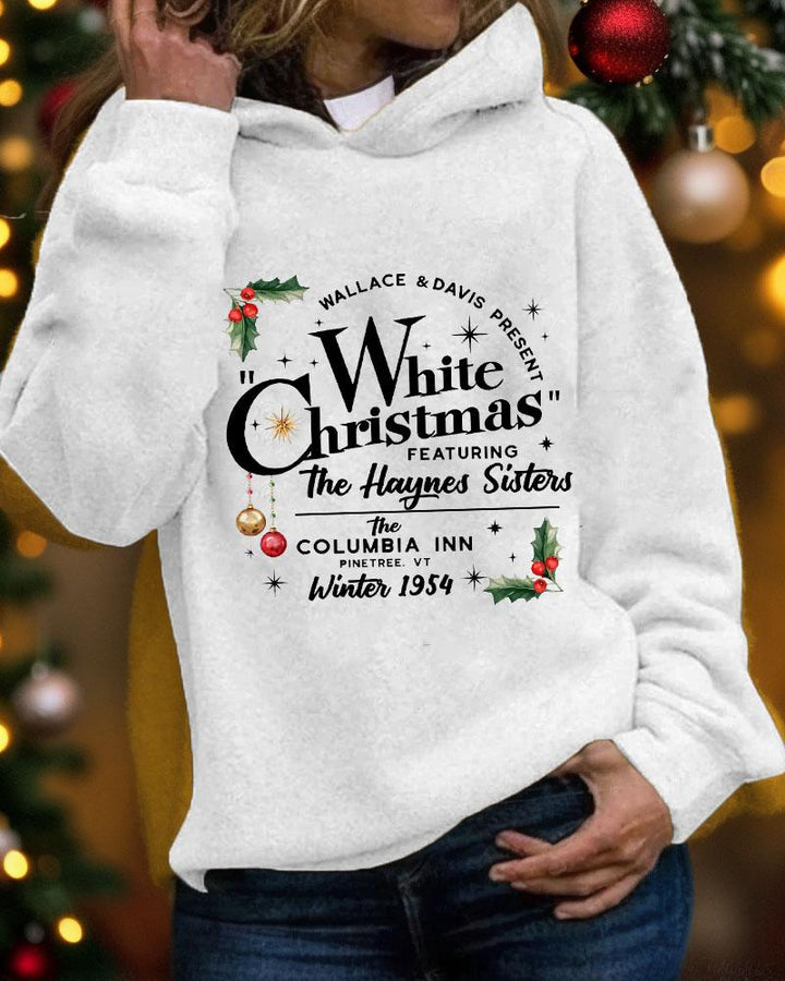 Women's Christmas Print Pocket Long Sleeve Hoodie