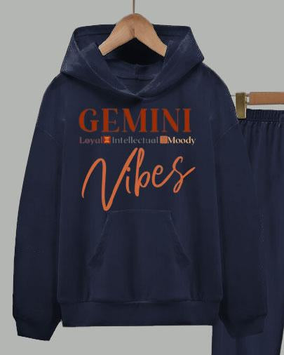 Gemini Vibes Long Sleeve Hoodie Two Pieces Set