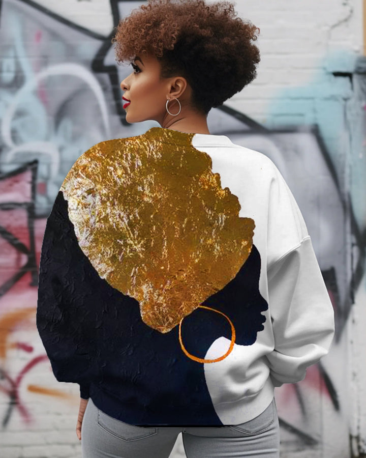 Fashion Afro Art Printed Long Sleeve Sweatshirt