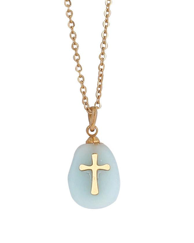 Christian Natural Stone Cross Necklace Necklace