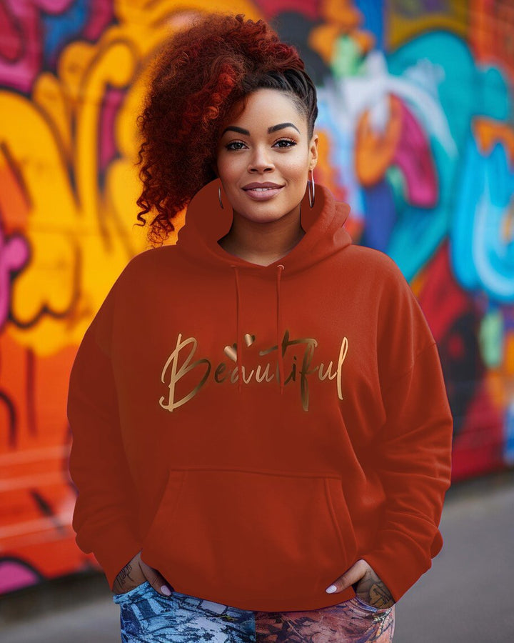 Brown Golden Beautiful Long-sleeved Hoodie