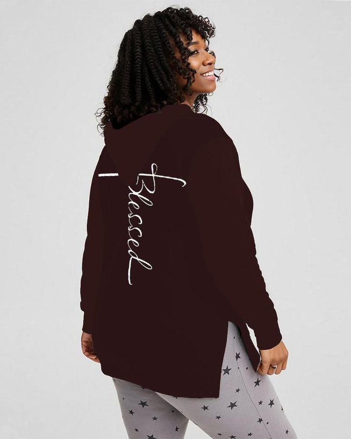 Blessed Lace Up Side Slit Hoodie