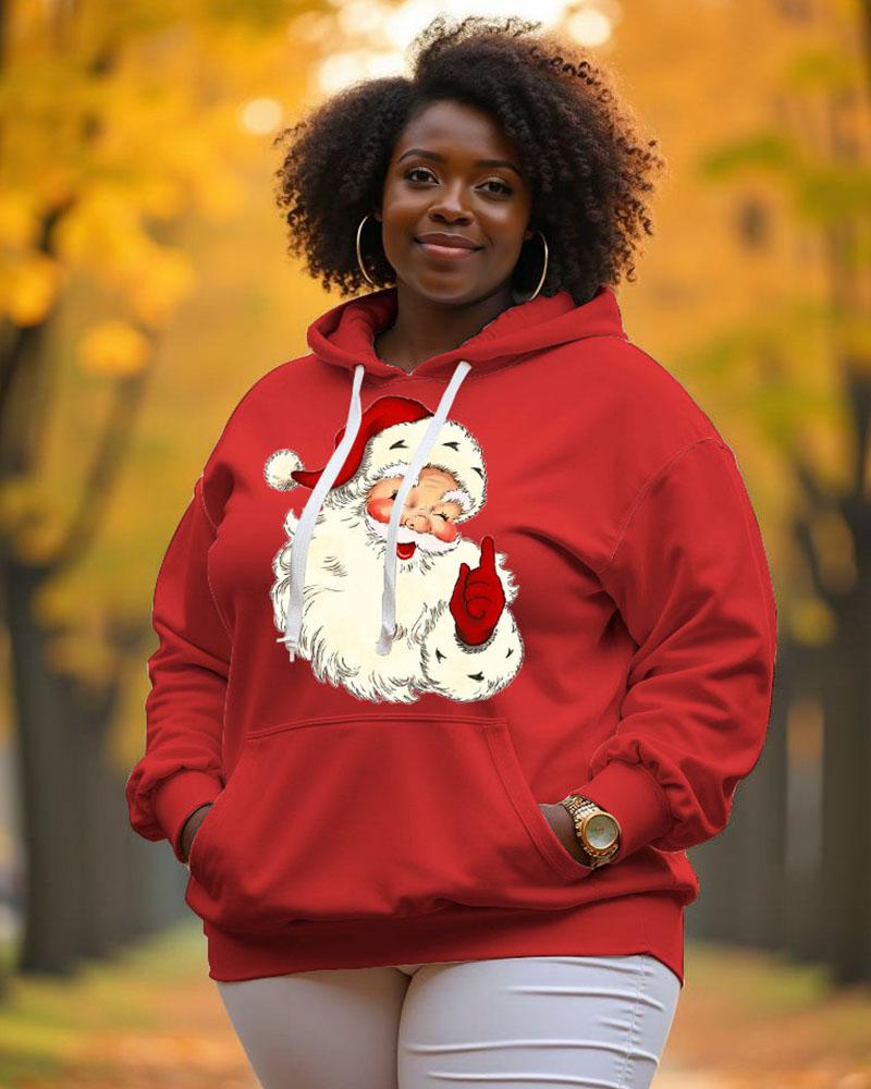 Women's Christmas Pocket Long Sleeve Hoodie