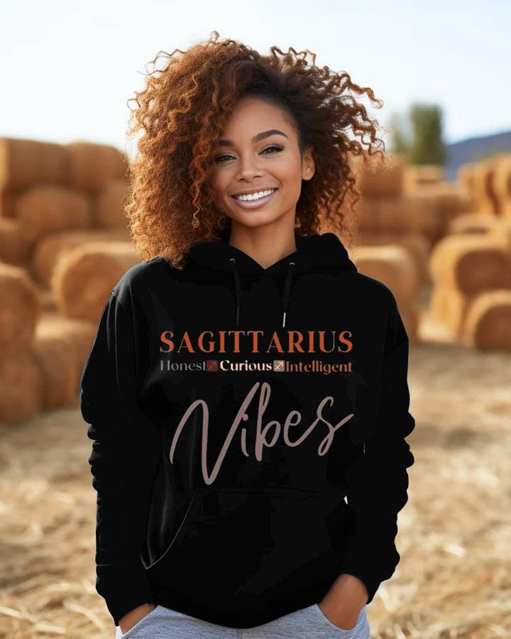 Sagittarius Vibes Letter Long-sleeved Hoodie