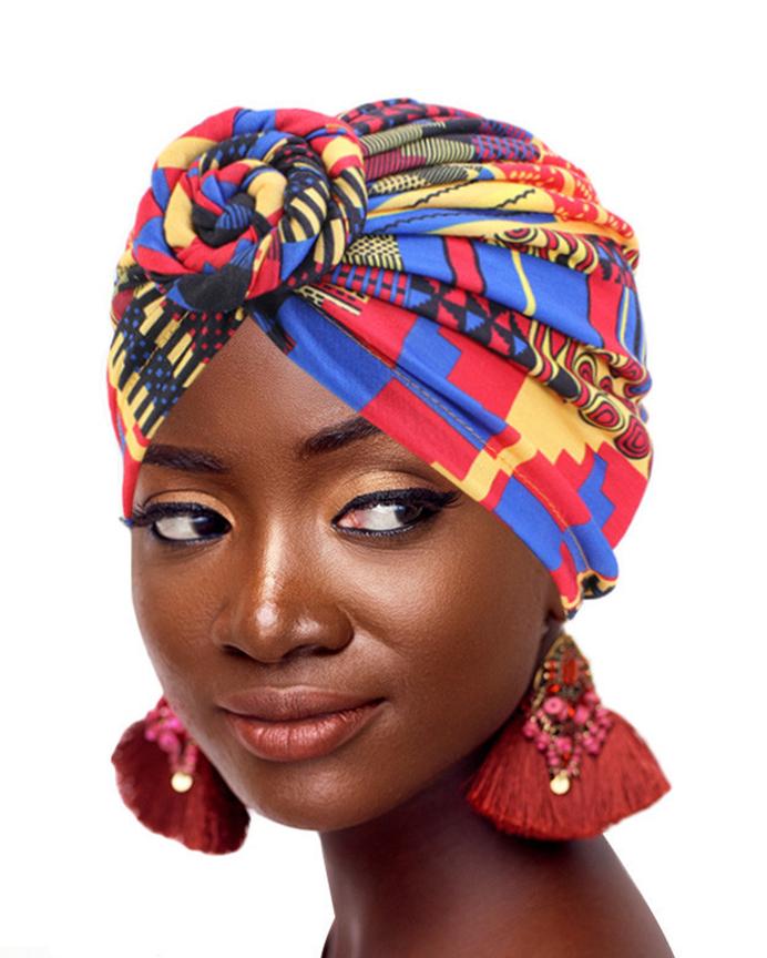 Fashionable Casual Bohemian Style Printed Flower Turban Hat