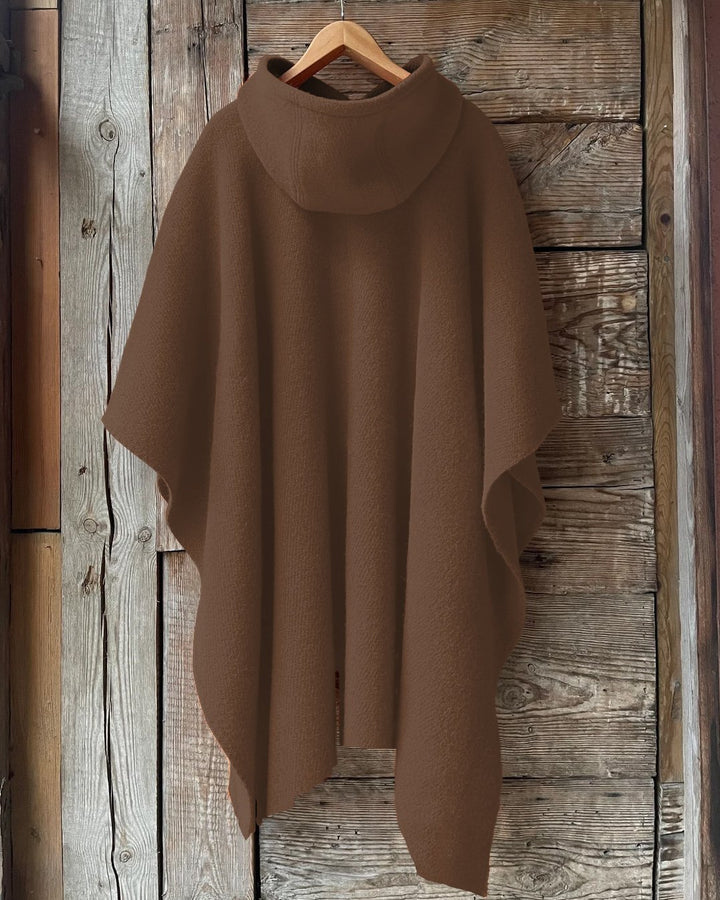 Brown Suger Letter Printing Hooded Warm Shawl Cape