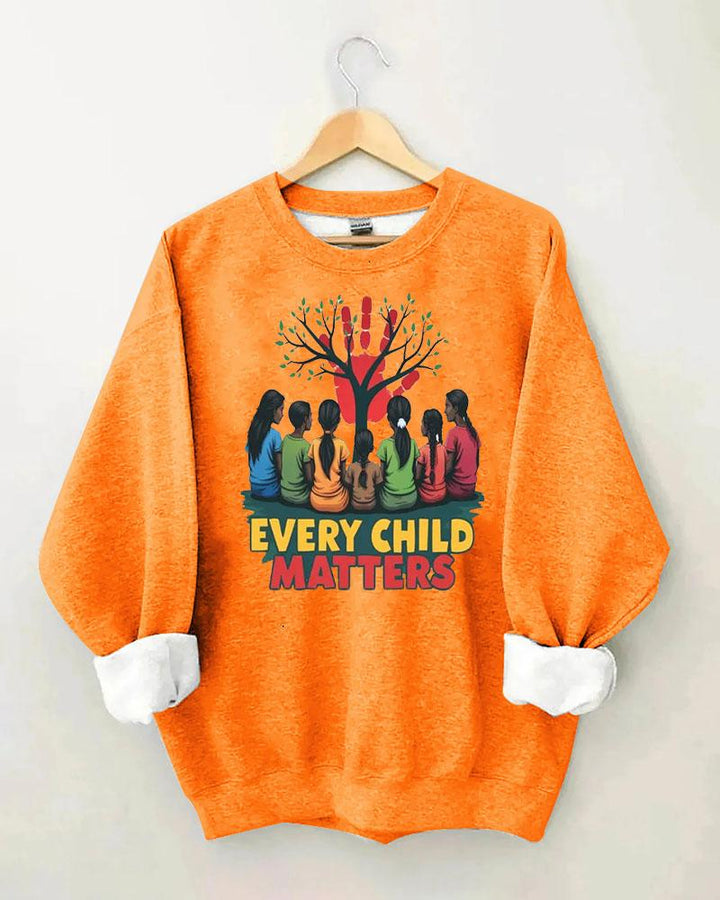 Women's Slogan  Every Child Matters  Print Round Neck Sweatershirts