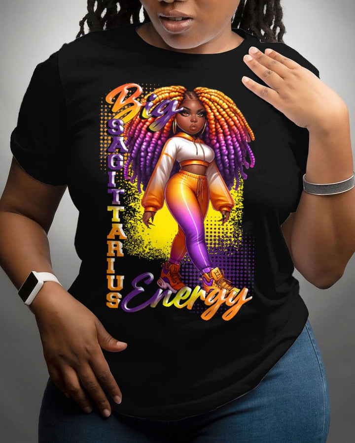 Big Sagittarius Energy Black Girl Short Sleeve Tshirt