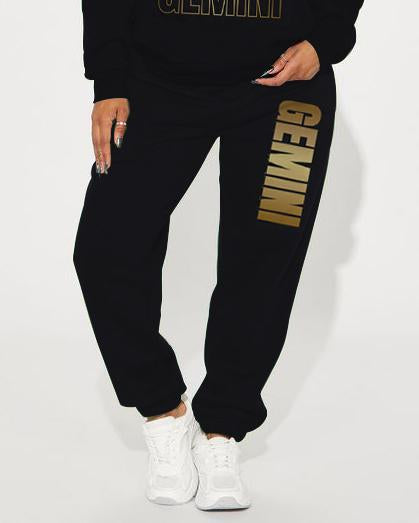 Stacked Gemini Zodiac Crew Neck Sweatshirt Two Pieces Set