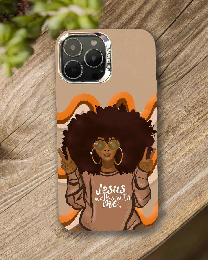 Jesus Walks with Me Illustration IPhone Case